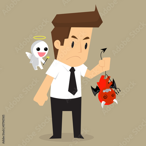 businessman shoulder devil and angel