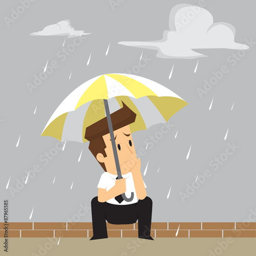 businessman was caught in the rain