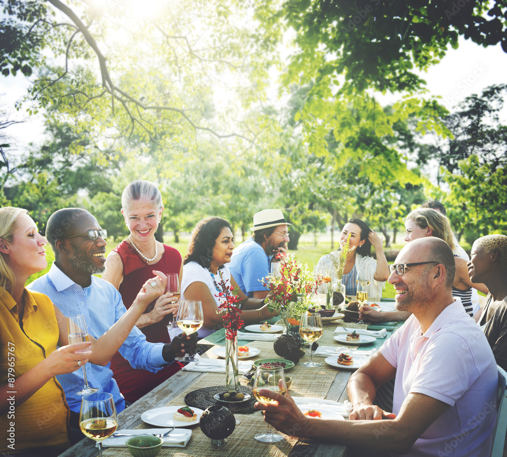 Friends Outdoors Nature Picnic Chilling Out Unity Concept