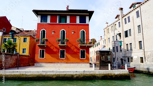 red ancient house building photo