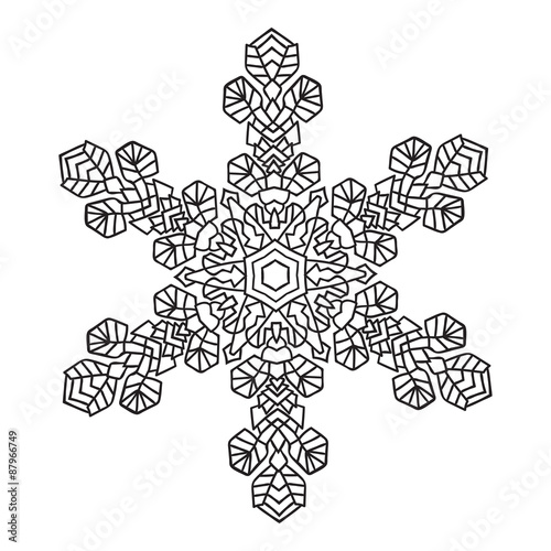 Hand-drawn doodles natural snowflake. Zentangle mandala style.
