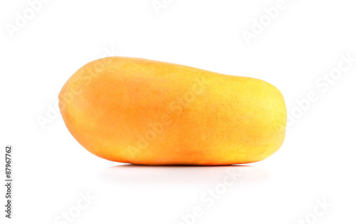 fresh yellow papaya isolated on white