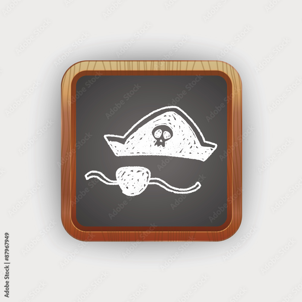 Fototapeta premium pirate hat and mask doodle