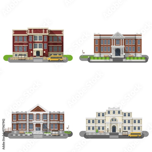 School Buildings Flat Set