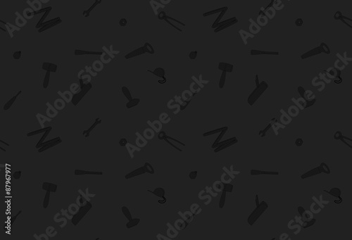 cartoon tools, dark semaless pattern, illustration
