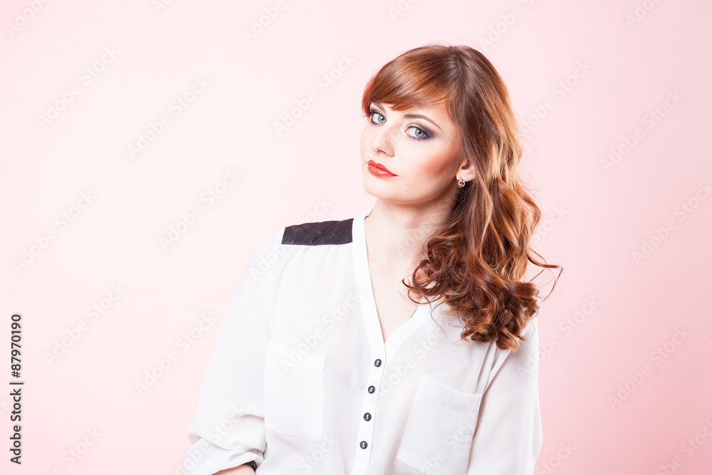 portrait of young beautiful girl with bright makeup