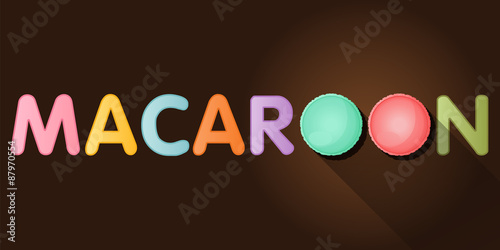 macaroon word with top view of macaroons