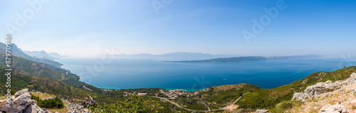 Panoramic view from Biokovo on Blato, Zivogosce, Croatia