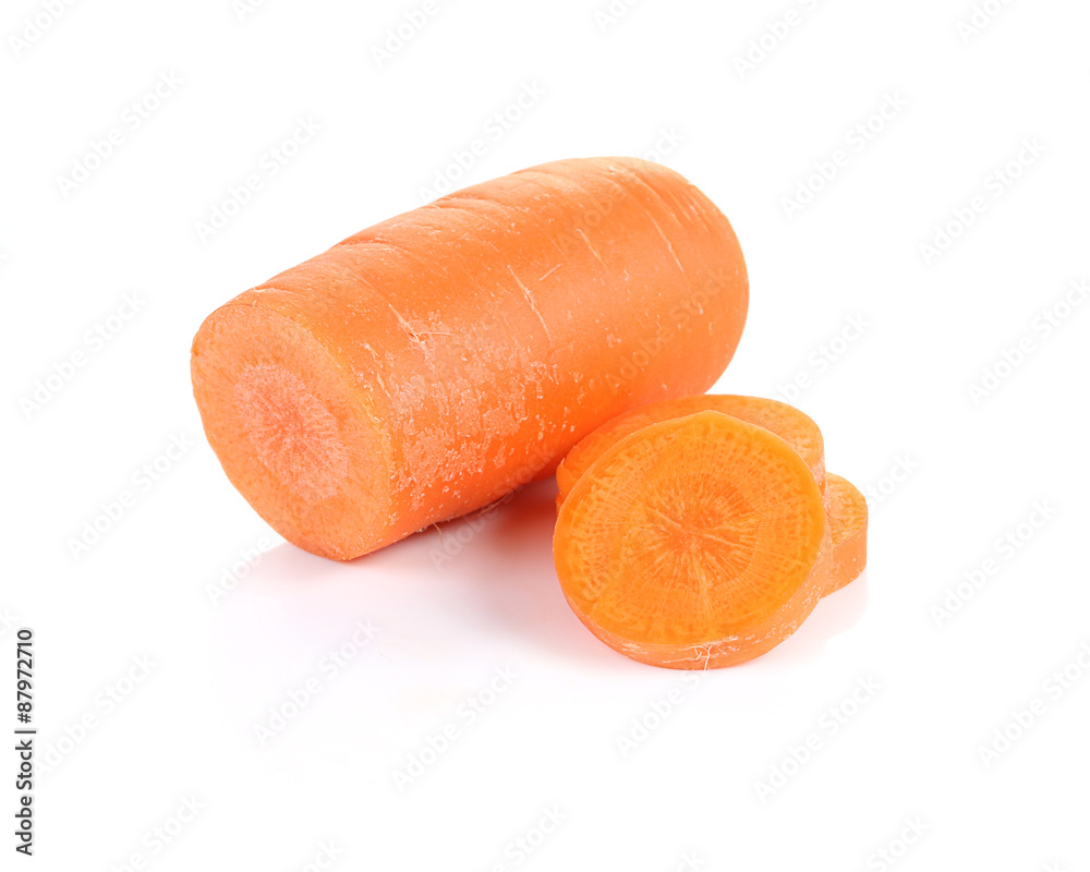 slice carrot on white background slice carrot on white background