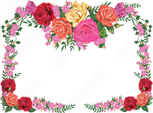 isolated frame with pink blooms