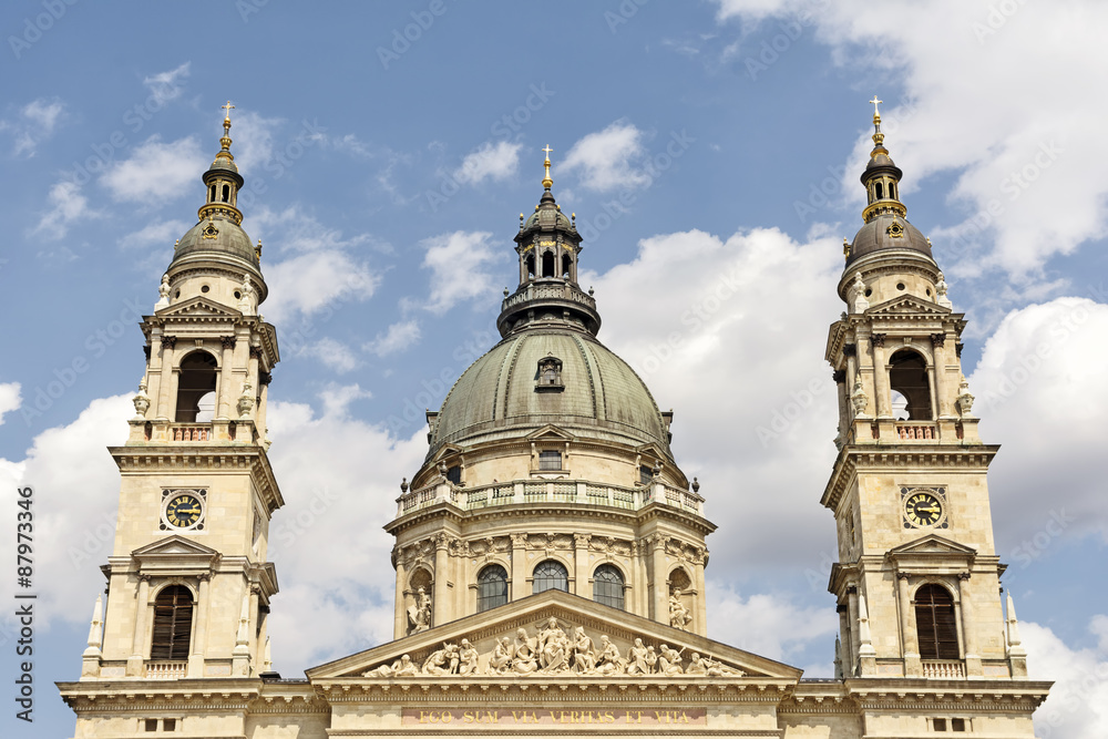 Towers And Dome of St. Stephen's Basilica, Budapest, Hungary