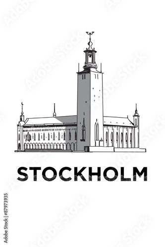 The sketch of Stockholm city hall