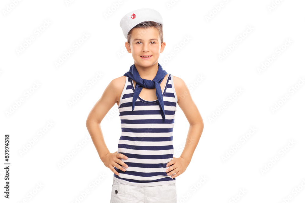 Cute little boy wearing a sailor costume Cute little boy wearing a sailor costume