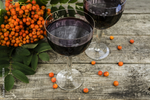 red wine and rowan berries