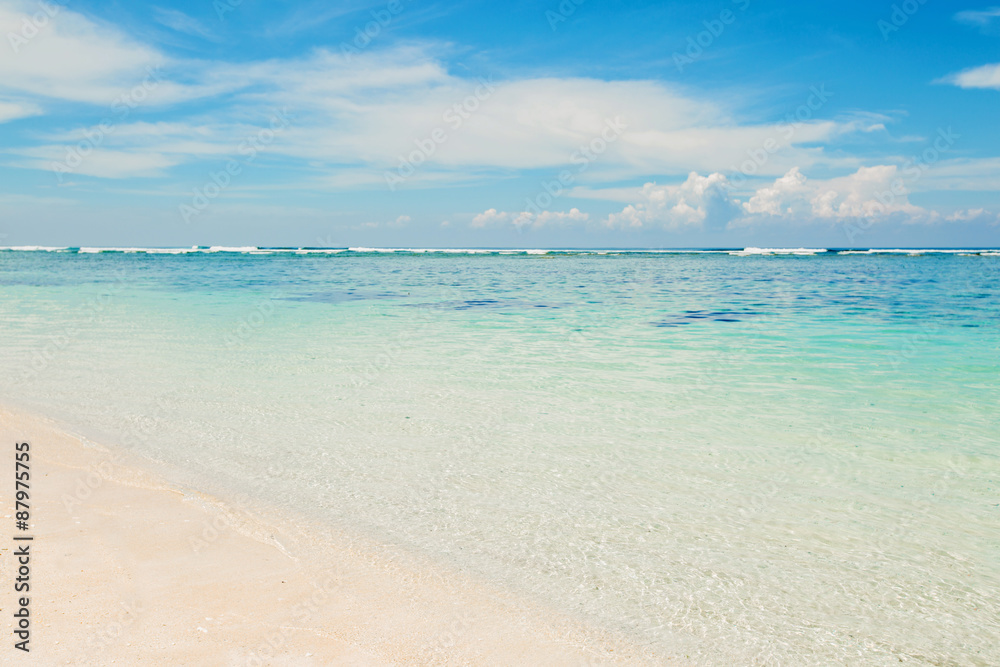 Wonderful tropical beach with blue sky