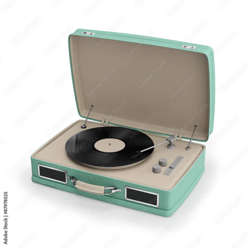 Fototapeta premium Isolated vintage green turntable