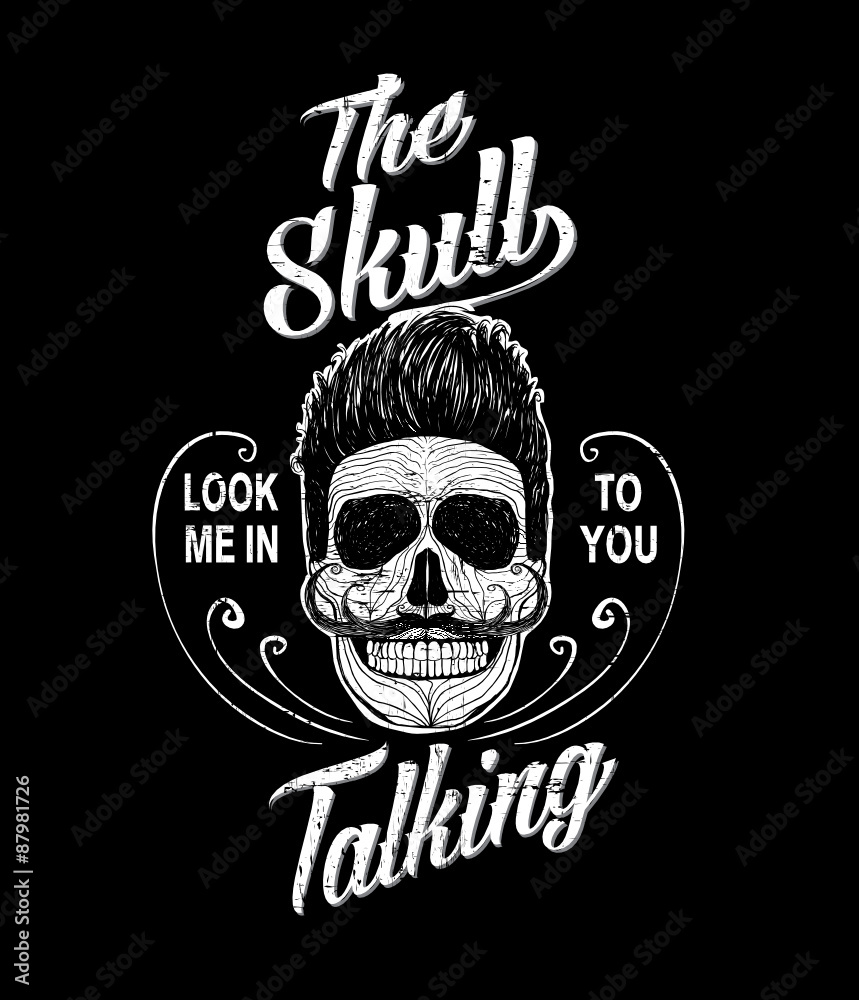 Obraz premium skull illustration / a mark of the danger warning / T-shirt graphics / cool skull illustration / black and white skull and crossbones illustration