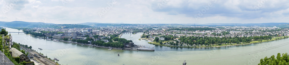 Panoramafoto Koblenz und deutsches Eck