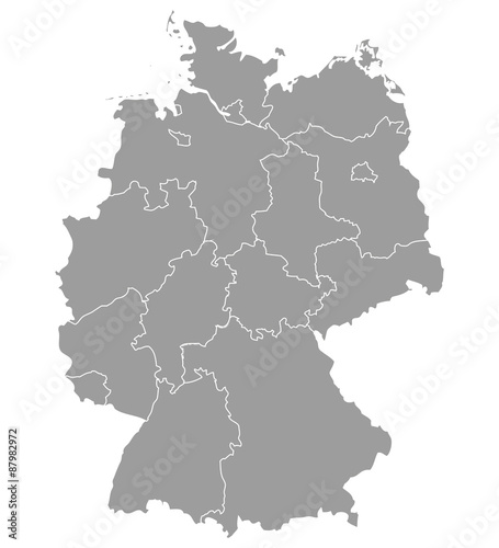 Fotografie, Obraz Deutschland Karte und Bundesländer Landkarte Europa