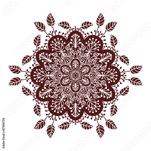 Hand drawing zentangle mandala element in marsala color