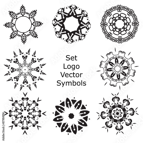 Set Hand drawing zentangle mandala logo symbols