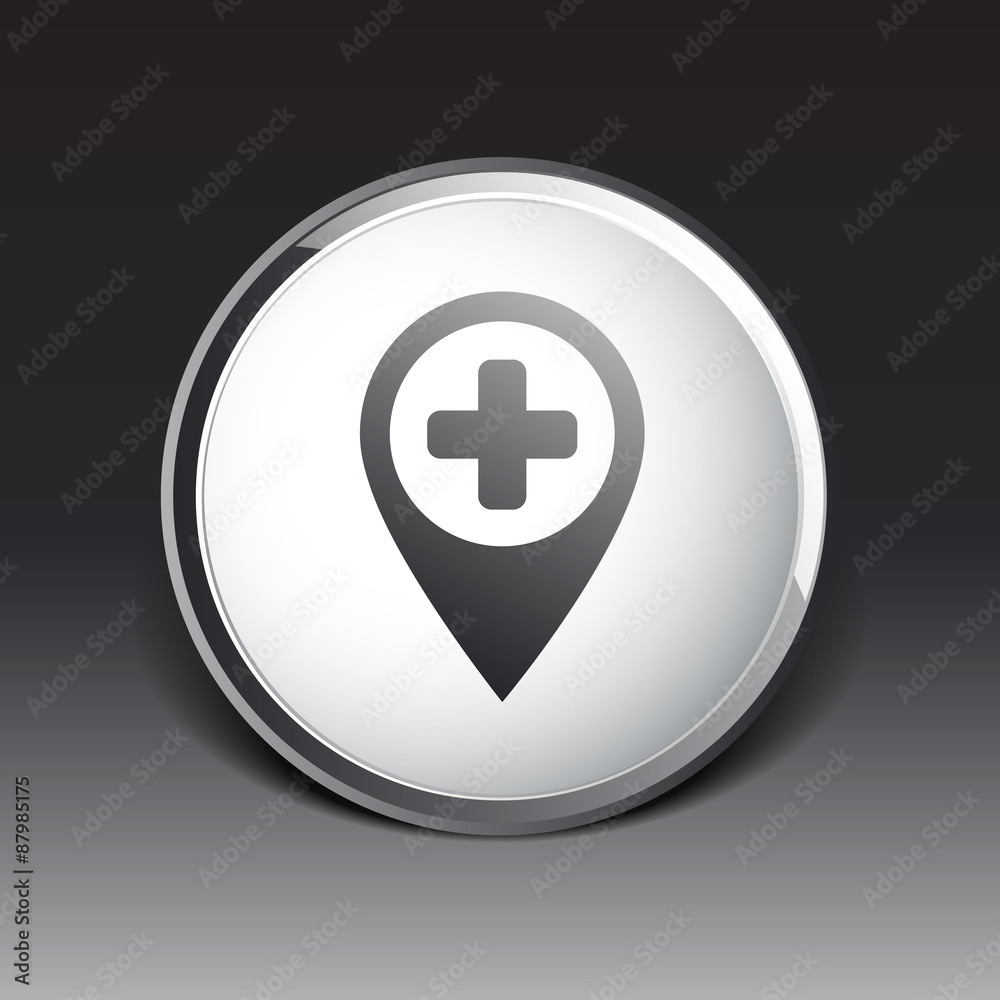Map Pointer Icon With Cross, Hospital, First Aid Sign Map Pointer Icon With Cross, Hospital, First Aid Sign