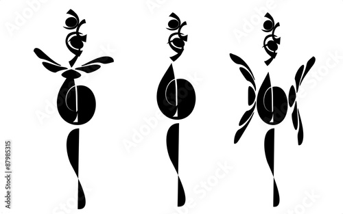 Set tatuaggi tribali silouhette donna stilizzate