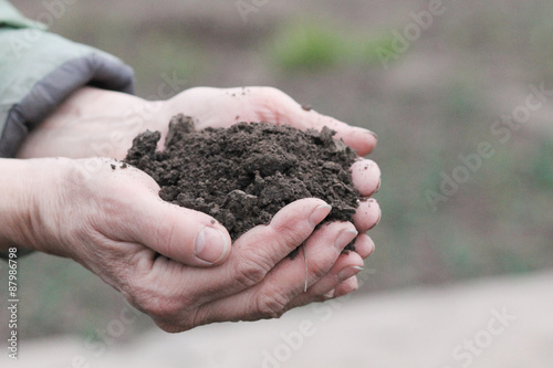 Hand holding soil