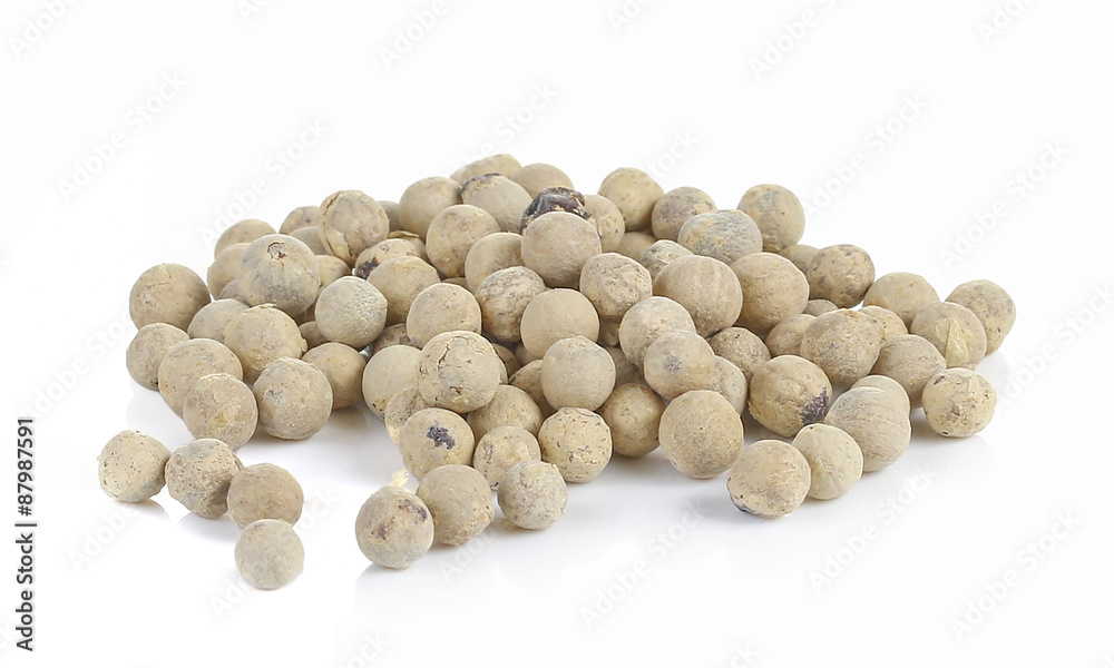 White pepper. Isolated on a white background. White pepper. Isolated on a white background.