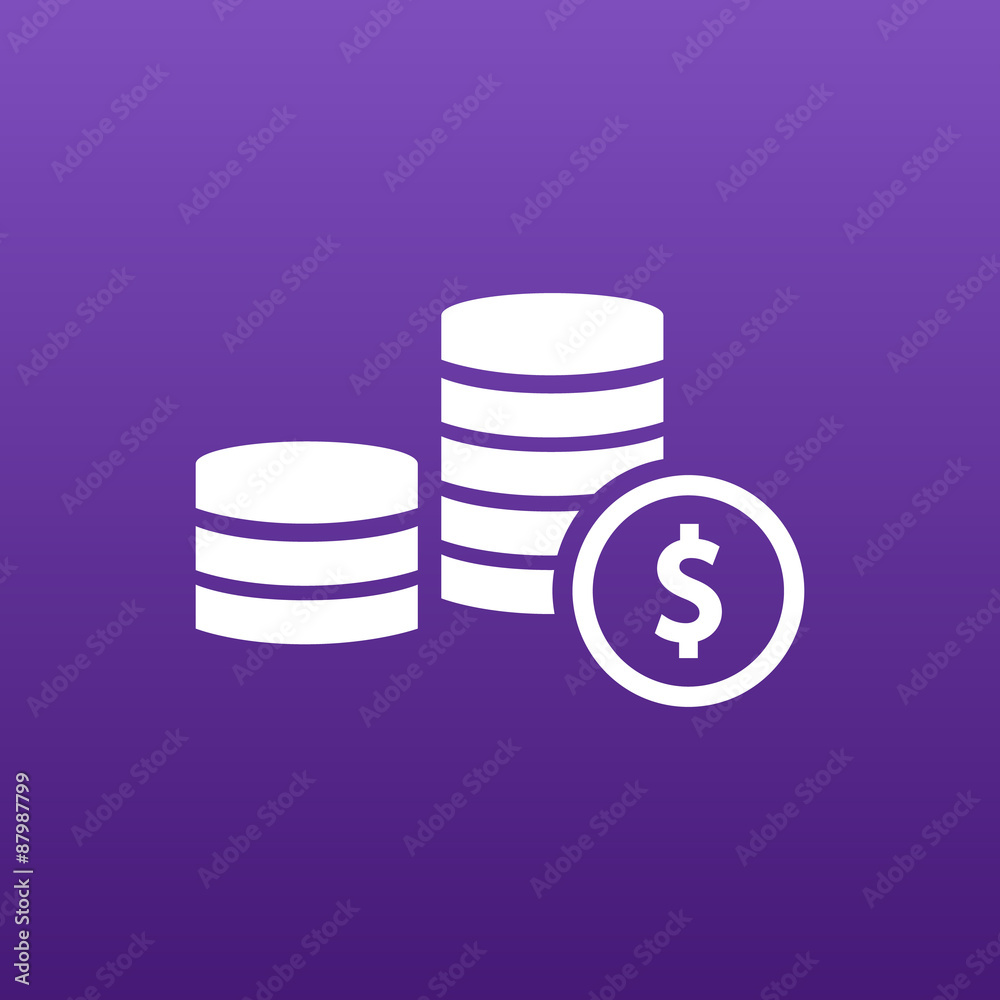icon coin white business vector wealth finance icon coin white business vector wealth finance