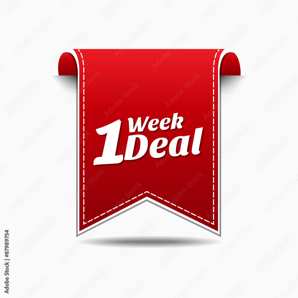 1 Week Deal Red Vector Icon Design 1 Week Deal Red Vector Icon Design