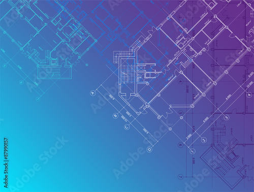 Blue architectural background horisontal