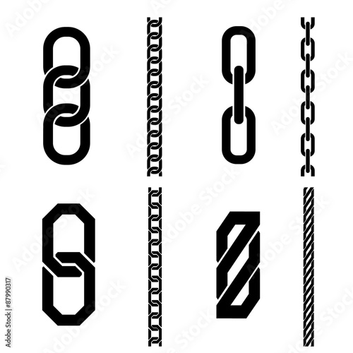 Chain parts vector icons and patterns