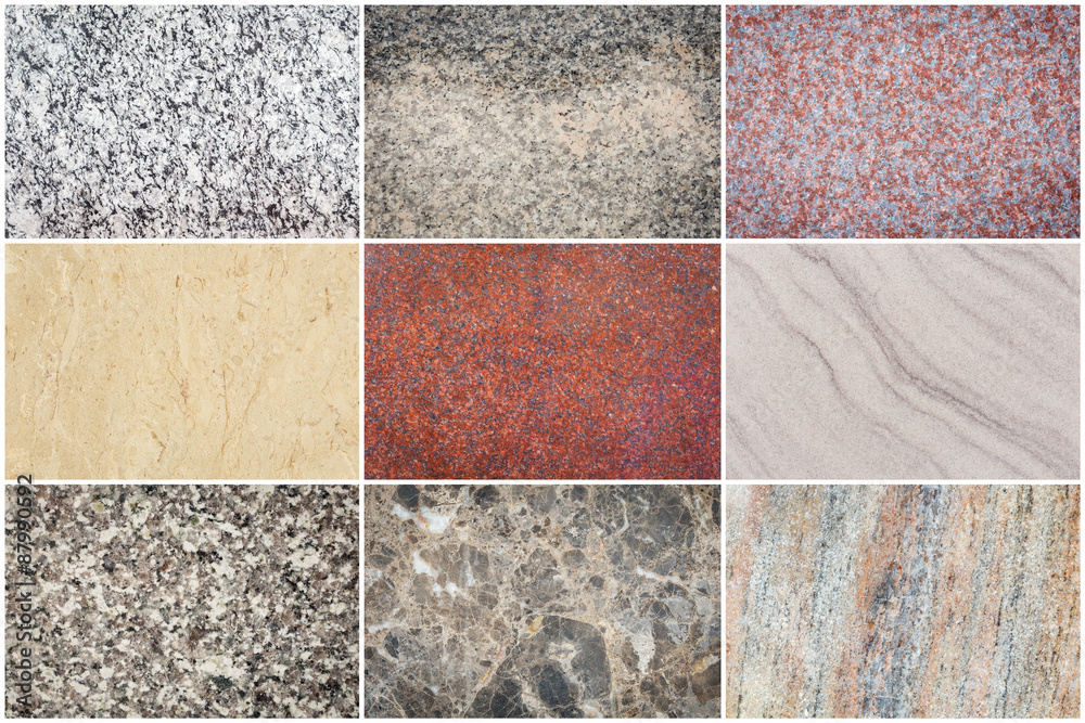 Fototapeta premium Set of natural stone texture and background