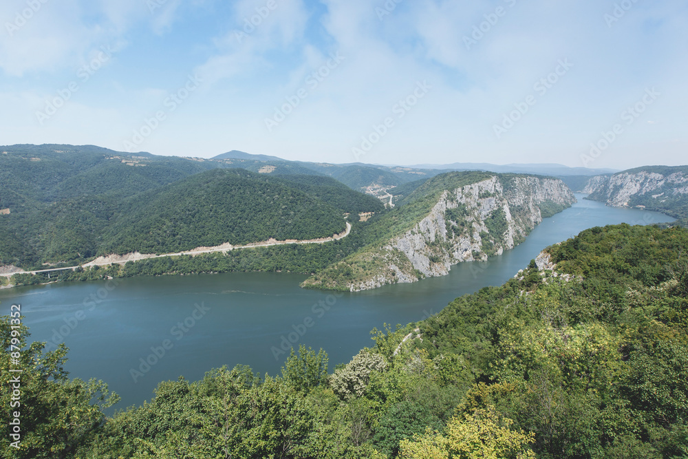Danube gorge Iron Gate. Landscape in the Danube Gorges