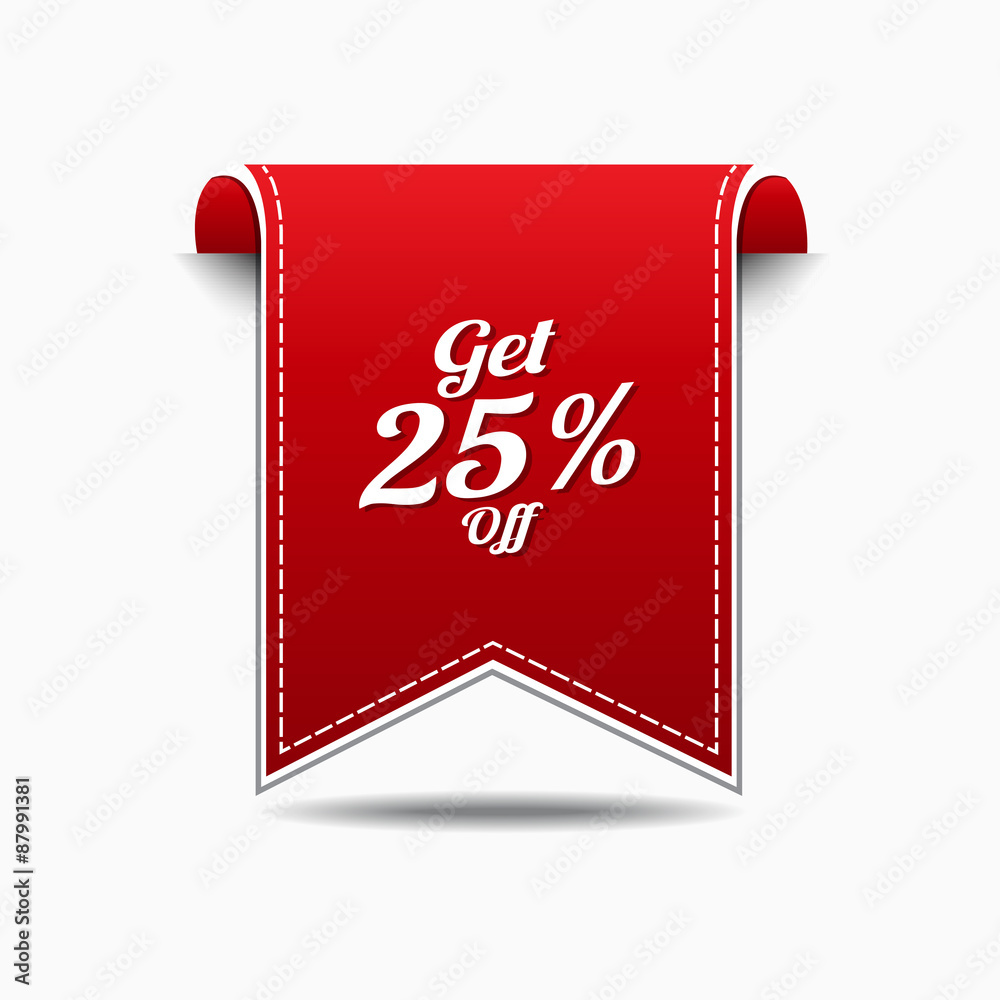 Get 25 Percent Red Vector Icon Design Get 25 Percent Red Vector Icon Design