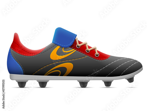 Soccer boots for player. Part of association football uniform