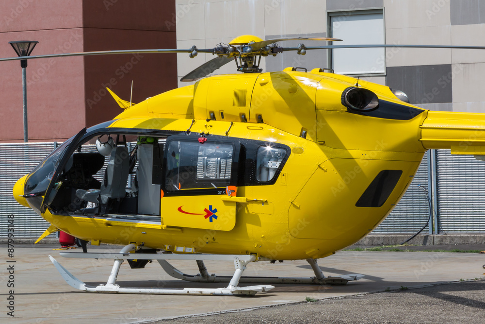 Yellow Emergency Helicopter, medical rescue team Yellow Emergency Helicopter, medical rescue team