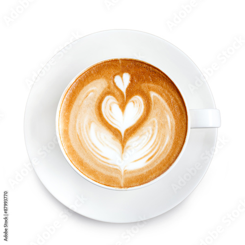 Photo Top view latte art coffee