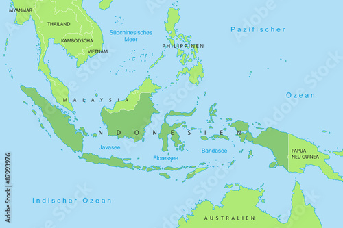 Indonesien - Karte in Grün