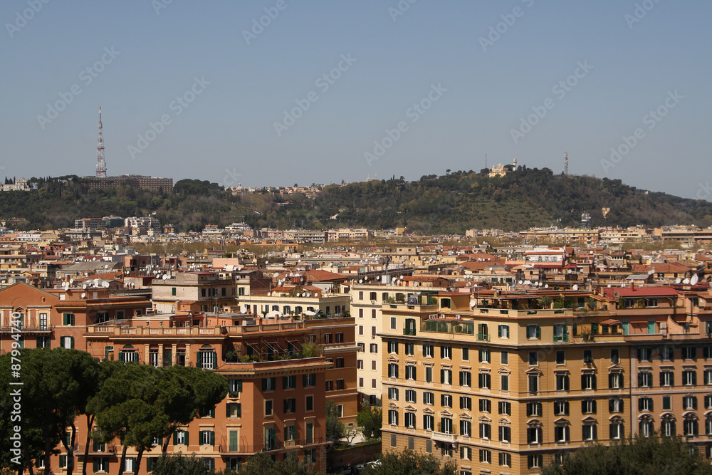 Rome,Italy,houses,roof,pine nuts,spring.