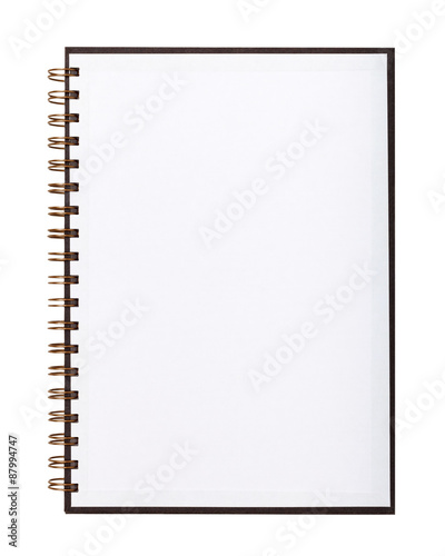 blank realistic spiral notepad notebook isolated on white backgr
