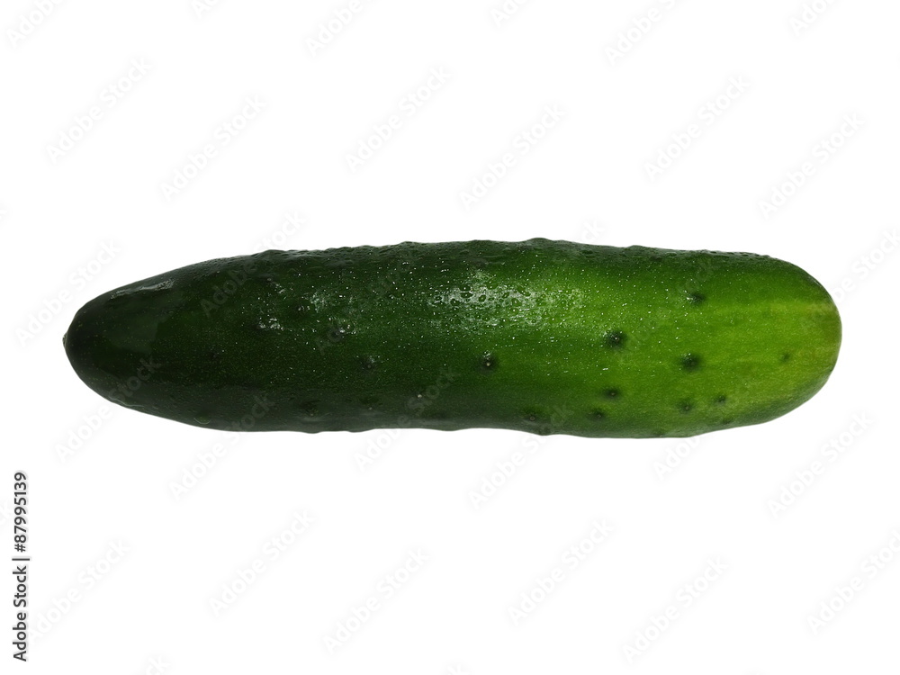 Cucumber with drops isolated on white background Cucumber with drops isolated on white background
