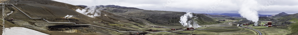 Panorama of Geothermal Power Station Complex, Krafla, Iceland