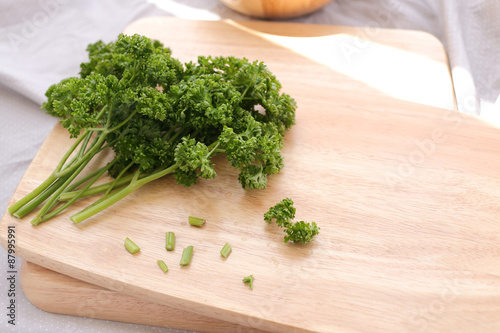 parsley on chopping block photo