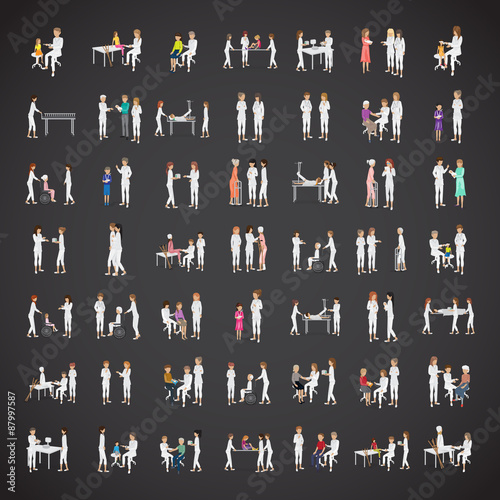 Medical Staff And Patients Different Situations - Isolated On Black Background - Vector Illustration, Graphic Design Editable For Your Design