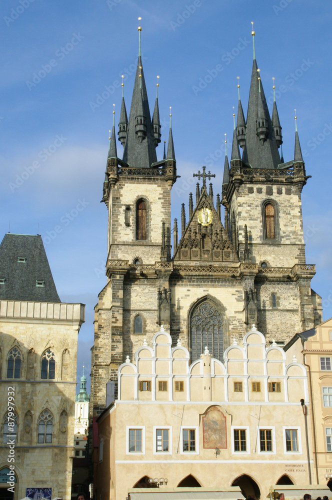 Prague Tyn Cathedral & Clock Tower, built in 1400