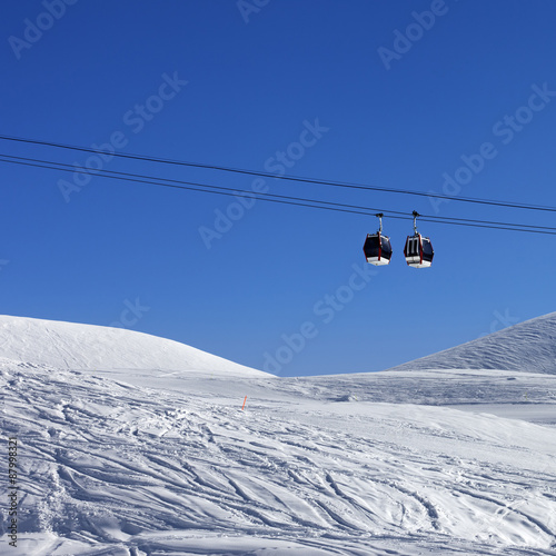 Two gondola lifts at ski resort
