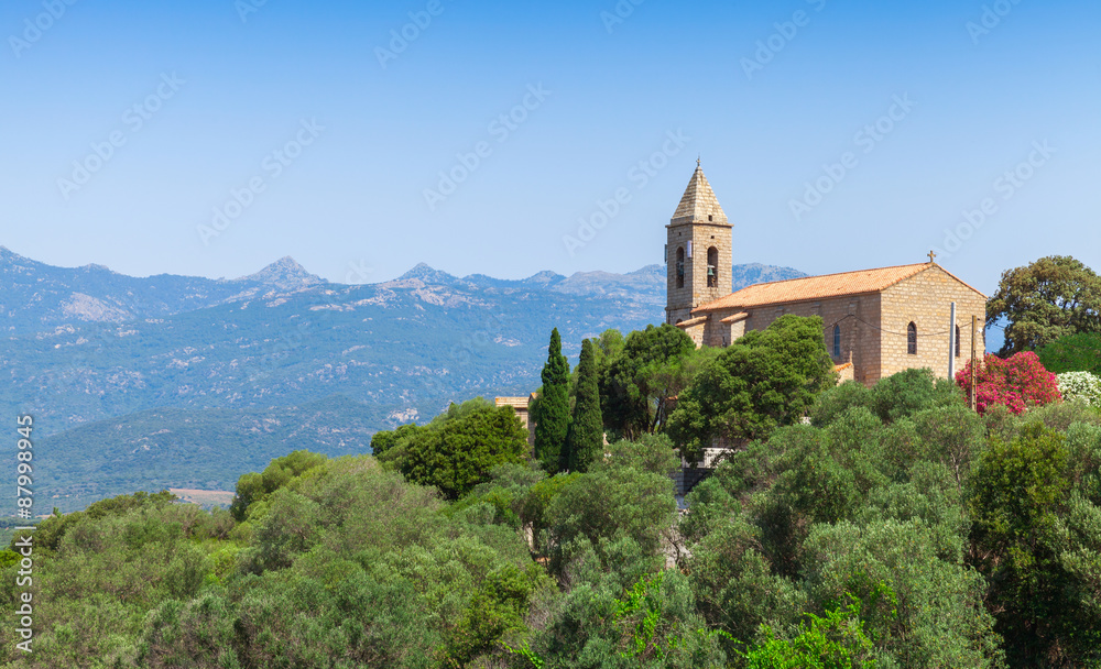Church of Figari village, Corsica, France