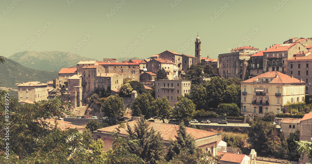 Old town cityscape. Sartene, Corsica, France